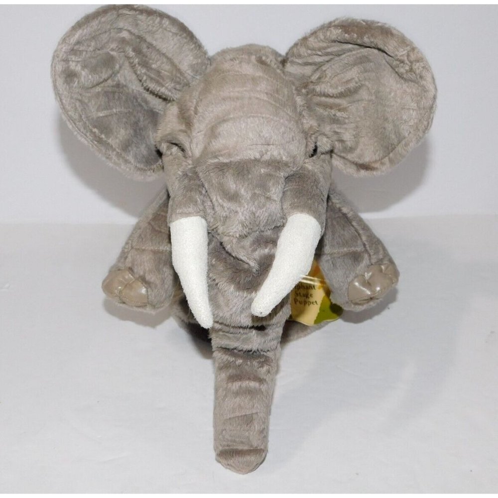 Folkmanis Gray Elephant Stage Puppet 14" Mouth, trunk and Front legs move NEW